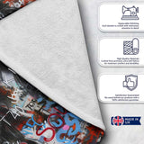 Woman Portrait with Graffiti Writing Urban Pop Art, All Season Comfort, Stylish Room Decoration - Super Soft Fleece Blanket Bed Sofa Throw
