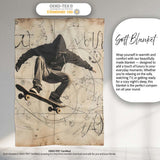 Hooded Skateboarder with Abstract Sketches Urban, All Season Comfort, Decorative Wall Art Style - Super Soft Fleece Blanket Bed Sofa Throw