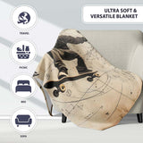 Hooded Skateboarder with Abstract Sketches Urban, All Season Comfort, Decorative Wall Art Style - Super Soft Fleece Blanket Bed Sofa Throw