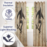 Hooded Skateboarder with Abstract Sketches Urban Contemporary Wall Art Home Decor Readymade Eyelet Ring Top Thermal 100% Blackout Curtains