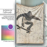 Hooded Skateboarder with Abstract Sketches Urban, All Season Comfort, Decorative Wall Art Style - Super Soft Fleece Blanket Bed Sofa Throw