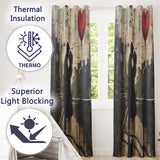 Romantic Couple Silhouette with Red Heart Balloon Distinctive Artistic Home Decor Readymade Eyelet Ring Top Thermal 100% Blackout Curtains