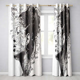 Black and White Woman Portrait Typography Graffiti Timeless Design for Home Decor Readymade Eyelet Ring Top Thermal 100% Blackout Curtains