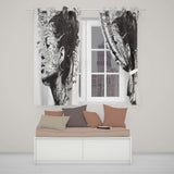 Black and White Woman Portrait Typography Graffiti Timeless Design for Home Decor Readymade Eyelet Ring Top Thermal 100% Blackout Curtains