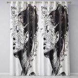 Black and White Woman Portrait Typography Graffiti Timeless Design for Home Decor Readymade Eyelet Ring Top Thermal 100% Blackout Curtains