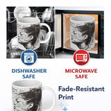 Black and White Woman Portrait Typography Graffiti 11oz Ceramic Coffee Tea Mug White Large Handle