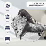Black and White Woman Portrait Typography Graffiti, All Season Comfort, Stylish Room Decoration - Super Soft Fleece Blanket Bed Sofa Throw