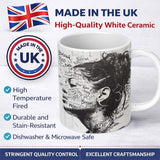 Black and White Woman Portrait Typography Graffiti 11oz Ceramic Coffee Tea Mug White Large Handle
