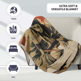 Hooded Student Writing Vintage Urban Street Art, Bedroom Living Room Accent, All Season Comfort - Super Soft Fleece Blanket Bed Sofa Throw