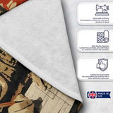 Hooded Student Writing Vintage Urban Street Art, Bedroom Living Room Accent, All Season Comfort - Super Soft Fleece Blanket Bed Sofa Throw