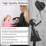 Children Sharing Black Heart Balloon Minimal Graffiti, Decorative Comfortable Housewarming Gift - Super Soft Fleece Blanket Bed Sofa Throw
