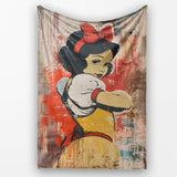 Retro Storybook Woman with Red Bow Urban Pop Art, All Season Comfort, Gift for Adults and Teens - Super Soft Fleece Blanket Bed Sofa Throw