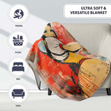 Retro Storybook Woman with Red Bow Urban Pop Art, All Season Comfort, Gift for Adults and Teens - Super Soft Fleece Blanket Bed Sofa Throw