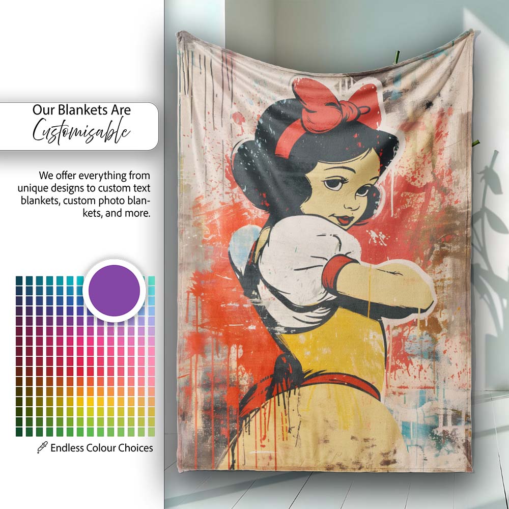 Retro Storybook Woman with Red Bow Urban Pop Art, All Season Comfort, Gift for Adults and Teens - Super Soft Fleece Blanket Bed Sofa Throw