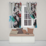 Blonde Jester Woman Colourful Contemporary Graffiti Stylish Design for Home Decor Readymade Eyelet Ring Top Thermal 100% Blackout Curtains