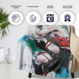 Blonde Jester Woman Colourful Contemporary Graffiti, All Season Comfort, Modern Interior Accent - Super Soft Fleece Blanket Bed Sofa Throw