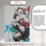 Blonde Jester Woman Colourful Contemporary Graffiti, All Season Comfort, Modern Interior Accent - Super Soft Fleece Blanket Bed Sofa Throw