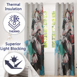 Blonde Jester Woman Colourful Contemporary Graffiti Stylish Design for Home Decor Readymade Eyelet Ring Top Thermal 100% Blackout Curtains
