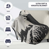 Monochrome Eagle Portrait Vintage Stencil, Bedroom Living Room Accent, Comfortable Everyday Use - Super Soft Fleece Blanket Bed Sofa Throw