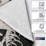 Monochrome Eagle Portrait Vintage Stencil, Bedroom Living Room Accent, Comfortable Everyday Use - Super Soft Fleece Blanket Bed Sofa Throw