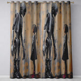Robot and Girl Futuristic Urban Graffiti Modern Decorative Artwork for Home Decor Readymade Eyelet Ring Top Thermal 100% Blackout Curtains