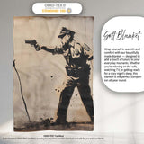 Police Officer Aiming at Black Flower Stencil, All Season Comfort, Thoughtful Housewarming Gift - Super Soft Fleece Blanket Bed Sofa Throw