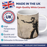 Police Officer Aiming at Black Flower Stencil 11oz Ceramic Coffee Tea Mug White Large Handle