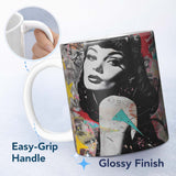 Colourful Woman Portrait Urban Collage Graffiti 11oz Ceramic Coffee Tea Mug White Large Handle