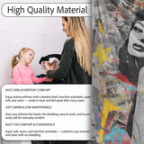 Colourful Woman Portrait Urban Collage Graffiti, Bedroom Living Room Accent, All Season Comfort - Super Soft Fleece Blanket Bed Sofa Throw