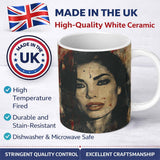 Vintage Sepia Woman Portrait Distressed Street Art 11oz Ceramic Coffee Tea Mug White Large Handle