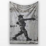Monochrome Urban Figure with Paint Splash, Bedroom Living Room Accent, Comfortable Everyday Use - Super Soft Fleece Blanket Bed Sofa Throw