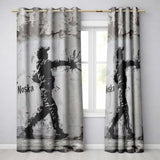 Monochrome Urban Figure with Paint Splash Elegant Creative Artwork for Home Decor Readymade Eyelet Ring Top Thermal 100% Blackout Curtains