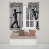 Monochrome Urban Figure with Paint Splash Elegant Creative Artwork for Home Decor Readymade Eyelet Ring Top Thermal 100% Blackout Curtains