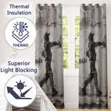 Monochrome Urban Figure with Paint Splash Elegant Creative Artwork for Home Decor Readymade Eyelet Ring Top Thermal 100% Blackout Curtains