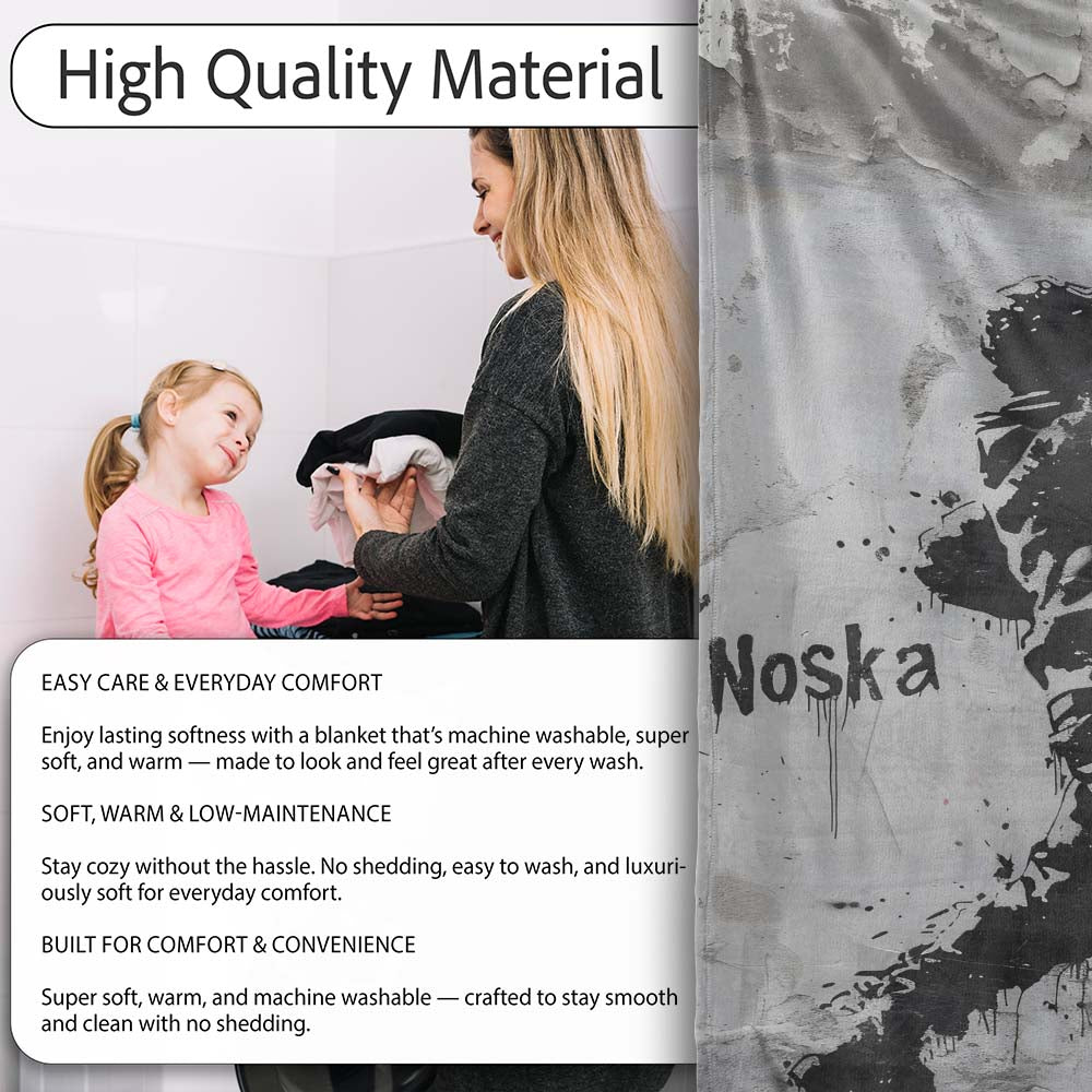 Monochrome Urban Figure with Paint Splash, Bedroom Living Room Accent, Comfortable Everyday Use - Super Soft Fleece Blanket Bed Sofa Throw