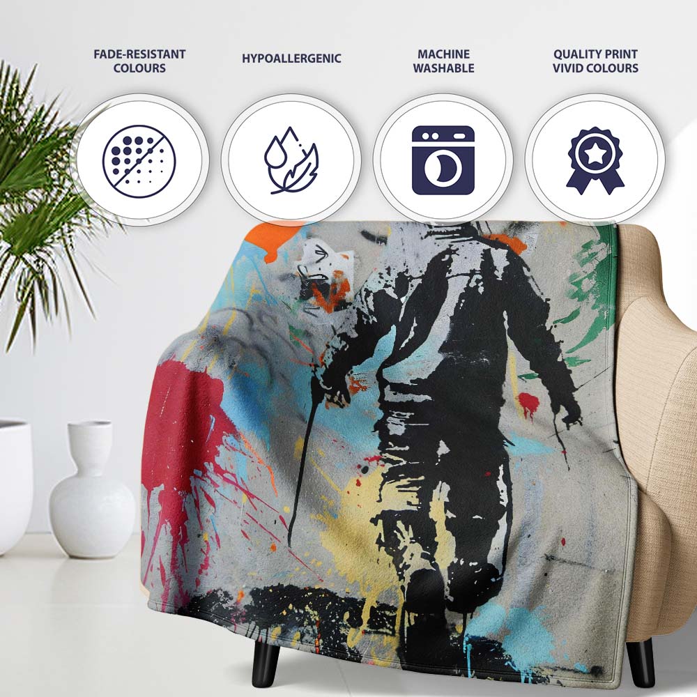 Boy Walking Beside Orange Heart Colour Splash, All Season Comfort, Thoughtful Housewarming Gift - Super Soft Fleece Blanket Bed Sofa Throw