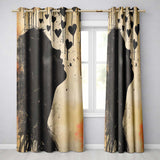 Red Heart Abstract  With Woman Distressed Graffiti Expressive Wall Art Home Decor Readymade Eyelet Ring Top Thermal 100% Blackout Curtains