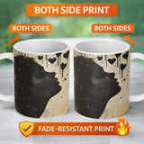 Red Heart Abstract  With Woman Distressed Graffiti 11oz Ceramic Coffee Tea Mug White Large Handle