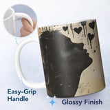 Red Heart Abstract  With Woman Distressed Graffiti 11oz Ceramic Coffee Tea Mug White Large Handle