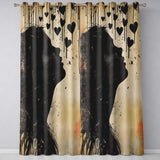 Red Heart Abstract  With Woman Distressed Graffiti Expressive Wall Art Home Decor Readymade Eyelet Ring Top Thermal 100% Blackout Curtains