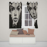 Black and White Female Face Abstract Drip Art Vibrant Bold Artwork for Home Decor Readymade Eyelet Ring Top Thermal 100% Blackout Curtains