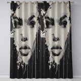 Black and White Female Face Abstract Drip Art Vibrant Bold Artwork for Home Decor Readymade Eyelet Ring Top Thermal 100% Blackout Curtains