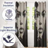 Black and White Female Face Abstract Drip Art Vibrant Bold Artwork for Home Decor Readymade Eyelet Ring Top Thermal 100% Blackout Curtains