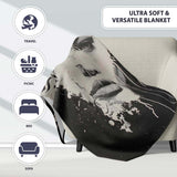Black and White Female Face Abstract Drip Art, All Season Comfort, Thoughtful Housewarming Gift - Super Soft Fleece Blanket Bed Sofa Throw