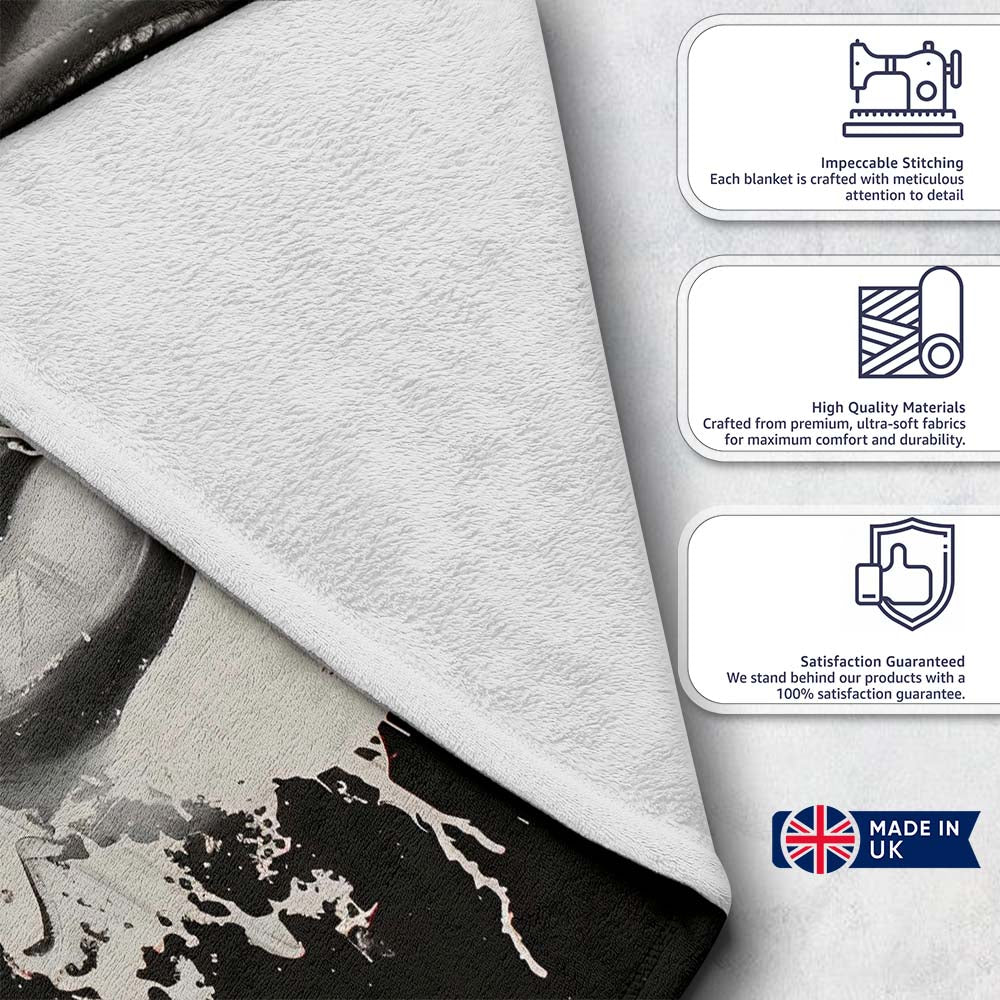Black and White Female Face Abstract Drip Art, All Season Comfort, Thoughtful Housewarming Gift - Super Soft Fleece Blanket Bed Sofa Throw