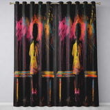 Girl Sitting on Bench Colour Splash Graffiti Bold Striking Artwork for Home Decor Readymade Eyelet Ring Top Thermal 100% Blackout Curtains