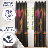 Girl Sitting on Bench Colour Splash Graffiti Bold Striking Artwork for Home Decor Readymade Eyelet Ring Top Thermal 100% Blackout Curtains