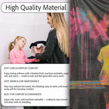 Girl Sitting on Bench Colour Splash Graffiti, Comfortable Everyday Use, Stylish Room Decoration - Super Soft Fleece Blanket Bed Sofa Throw