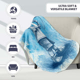 Boy Shouting Through Megaphone Blue Sketch Art, Lightweight Warm Gift, Comfortable Everyday Use - Super Soft Fleece Blanket Bed Sofa Throw