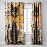 Black Cat Yellow Brick Graffiti Street Art Expressive Bold Artwork for Home Decor Readymade Eyelet Ring Top Thermal 100% Blackout Curtains